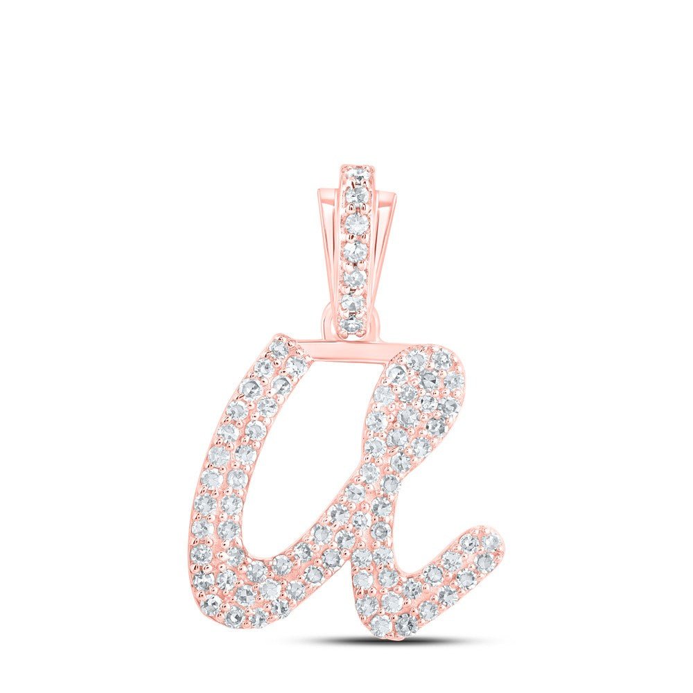 10k Rose Gold 1.42gms 0.34CTW Natural Diamond Initial "U" Letter Pendant Charm - Elite Jewelers - Charms & Pendants