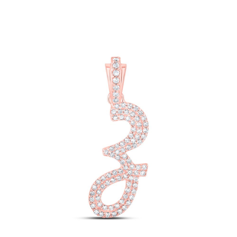 10k Rose Gold 1.42gms 0.36CTW Natural Diamond Initial "Z" Letter Pendant Charm - Elite Jewelers - Charms & Pendants
