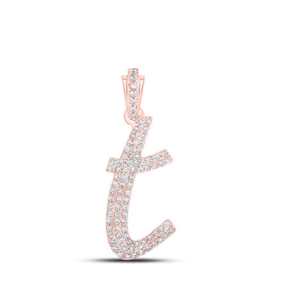 10k Rose Gold 1.44gms 0.35CTW Natural Diamond Initial "T" Letter Pendant Charm - Elite Jewelers - Charms & Pendants