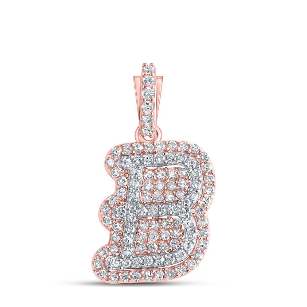 10k Rose Gold 1.47gms 0.28CTW Natural Diamond Initial "B" Letter Pendant Charm - Elite Jewelers - Charms & Pendants