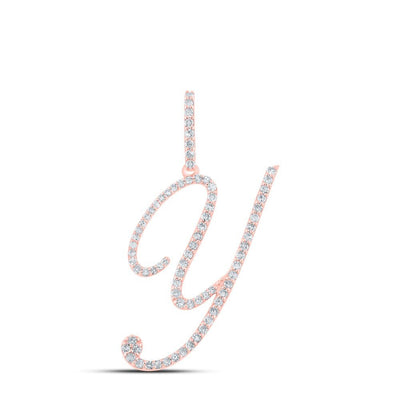10k Rose Gold 1.47gms 0.47CTW Natural Diamond Initial "Y" Letter Pendant Charm - Elite Jewelers - Charms & Pendants