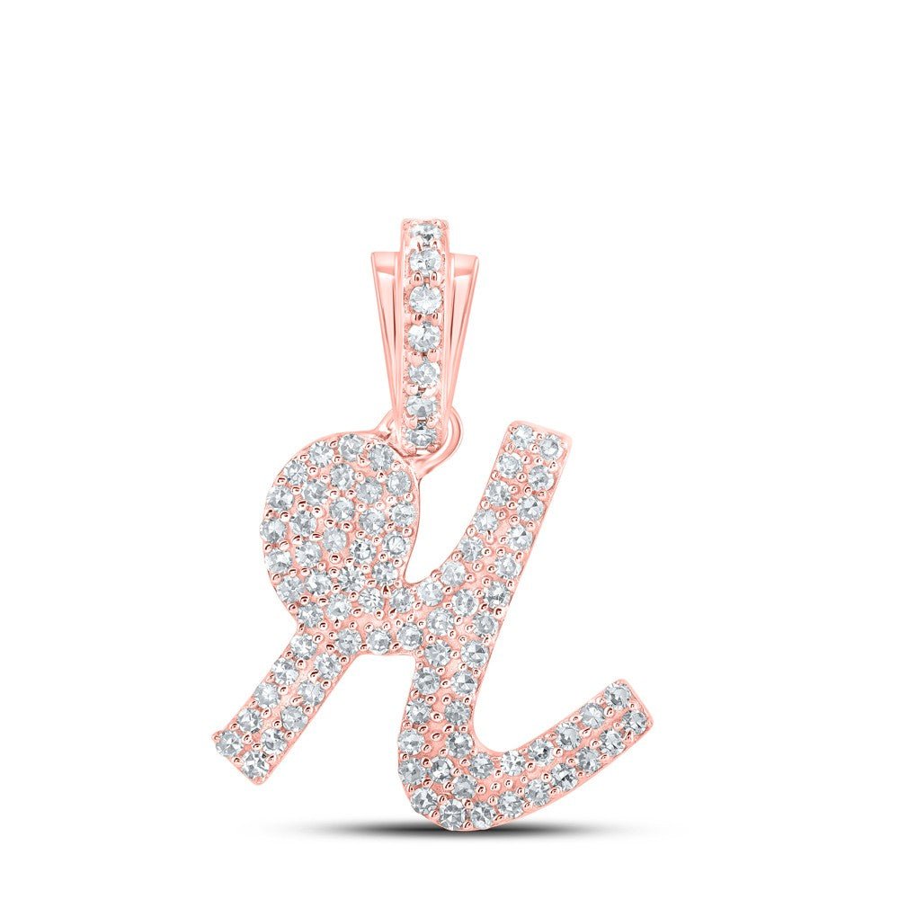 10k Rose Gold 1.52g 0.37CTW Natural Diamond Initial "R" Pendant Alphabet Charm - Elite Jewelers - Charms & Pendants