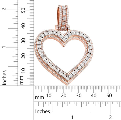 10k Rose Gold 1.5CTW Natural Diamond Heart Shaped Pendant For Womens 19.8g Charm - Elite Jewelers - Charms & Pendants