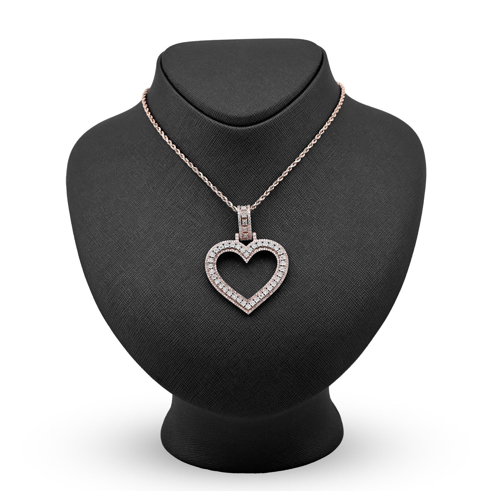 10k Rose Gold 1.5CTW Natural Diamond Heart Shaped Pendant For Womens 19.8g Charm - Elite Jewelers - Charms & Pendants