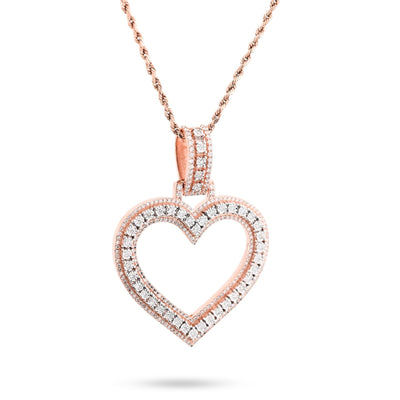 10k Rose Gold 1.5CTW Natural Diamond Heart Shaped Pendant For Womens 19.8g Charm - Elite Jewelers - Charms & Pendants