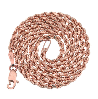 10k Rose Gold 1.5MM Diamond Cut Rope Chain Necklace Mens Womens 20 Inches - Elite Jewelers - Charms & Pendants