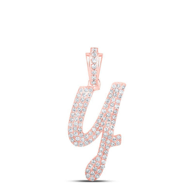 10k Rose Gold 1.67g 0.48CTW Natural Diamond Initial "Y" Pendant Alphabet Charm - Elite Jewelers - Charms & Pendants