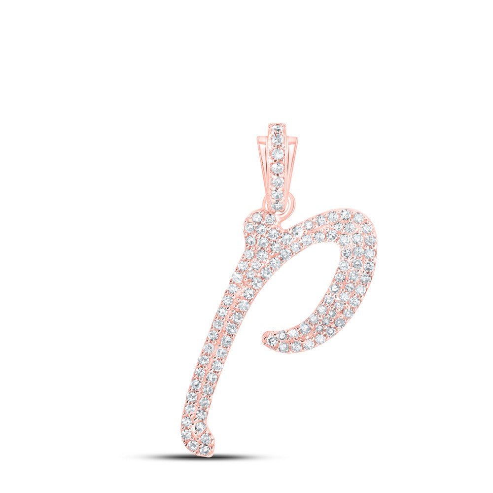 10k Rose Gold 1.6g 0.42CTW Natural Diamond Initial "P" Pendant Alphabet Charm - Elite Jewelers - Charms & Pendants