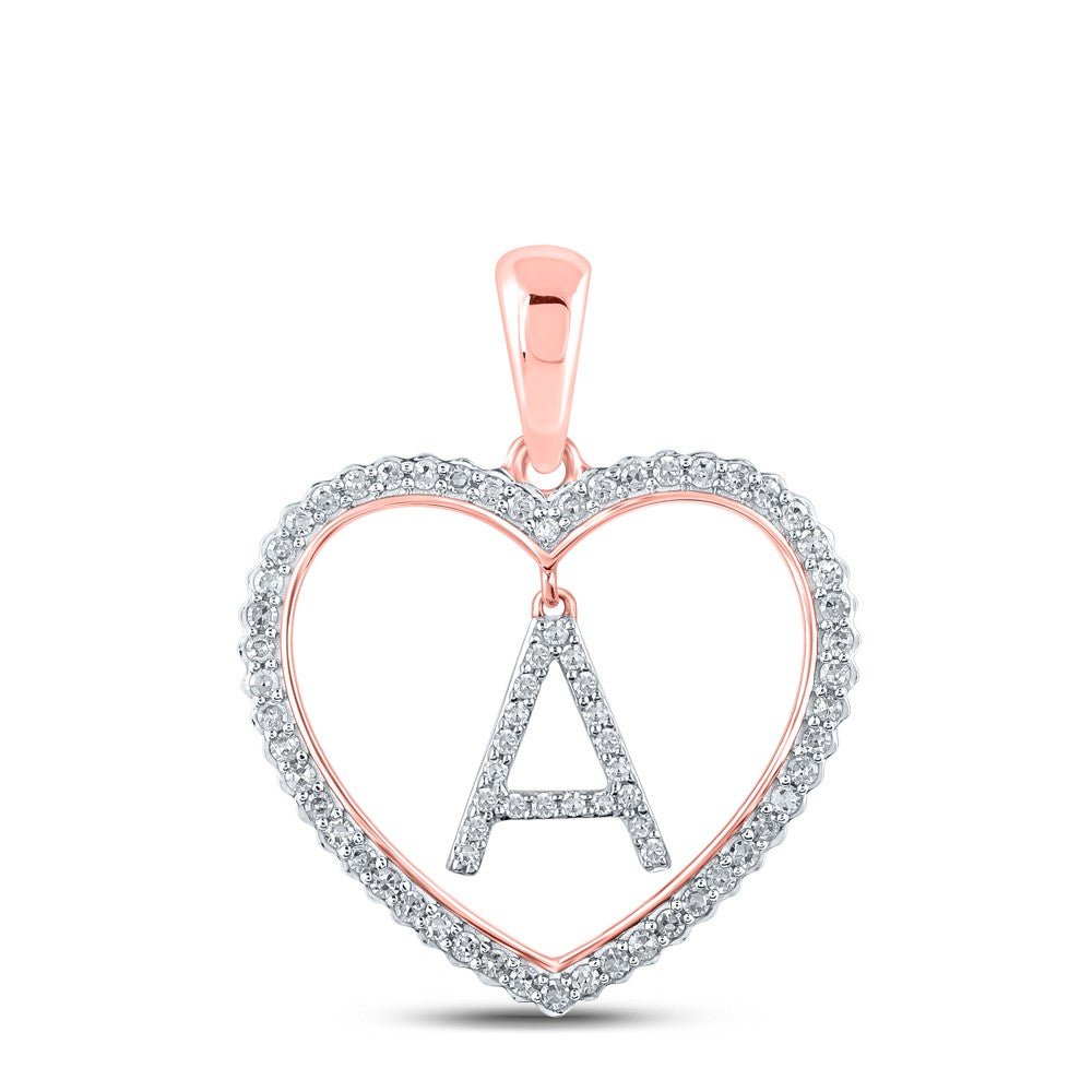 10k Rose Gold 1.75g 0.25CTW Natural Diamond Initial "A" Pendant Heart Charm - Elite Jewelers - Charms & Pendants