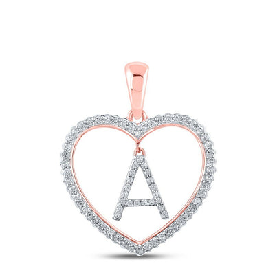 10k Rose Gold 1.75g 0.25CTW Natural Diamond Initial "A" Pendant Heart Charm - Elite Jewelers - Charms & Pendants