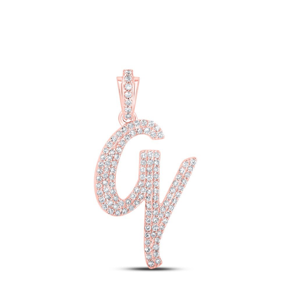 10k Rose Gold 1.78g 0.48CTW Natural Diamond Initial "Q" Pendant Alphabet Charm - Elite Jewelers - Charms & Pendants