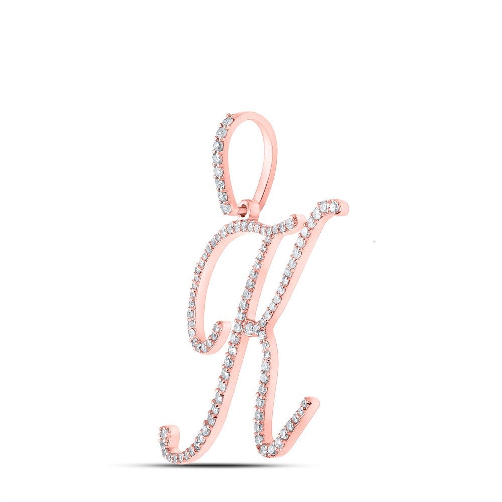 10k Rose Gold 1.78g 0.56CTW Natural Diamond Initial "K" Pendant Alphabet Charm - Elite Jewelers - Charms & Pendants