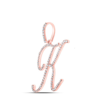 10k Rose Gold 1.78g 0.56CTW Natural Diamond Initial "K" Pendant Alphabet Charm - Elite Jewelers - Charms & Pendants