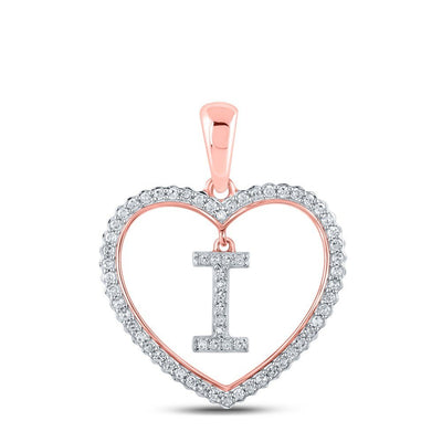 10k Rose Gold 1.79g 0.26CTW Natural Diamond Initial "I" Pendant Heart Charm - Elite Jewelers - Charms & Pendants