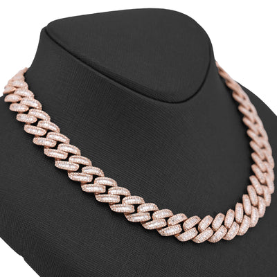 10K Rose Gold 18.2CT Baguette/Round Natural Diamond 18" Cuban Link 13MM Men Chain - Elite Jewelers-Necklaces