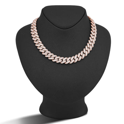 10K Rose Gold 18.2CT Baguette/Round Natural Diamond 18" Cuban Link 13MM Men Chain - Elite Jewelers-Necklaces