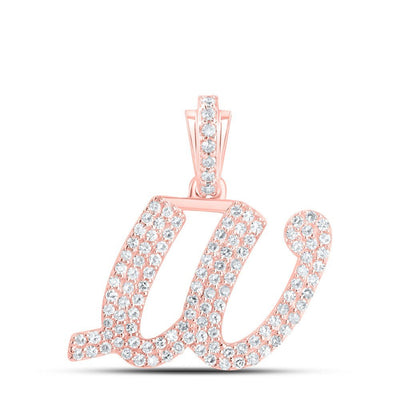 10k Rose Gold 1.82g 0.46CTW Natural Diamond Initial "W" Pendant Alphabet Charm - Elite Jewelers - Charms & Pendants