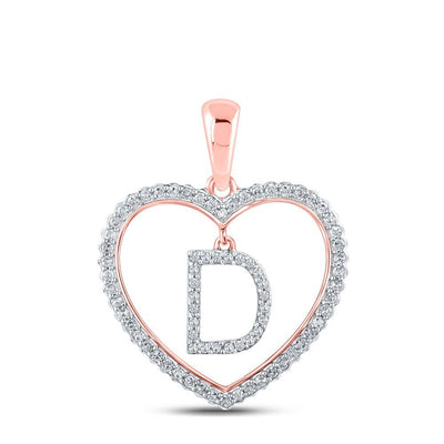 10k Rose Gold 1.89g 0.25CTW Natural Diamond Initial "D" Pendant Heart Charm - Elite Jewelers - Charms & Pendants