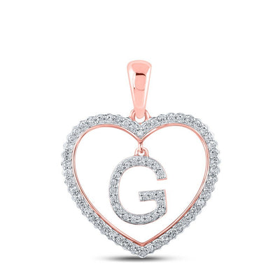 10k Rose Gold 1.89g 0.25CTW Natural Diamond Initial "G" Pendant Heart Charm - Elite Jewelers - Charms & Pendants