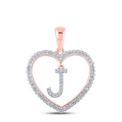 10k Rose Gold 1.8g 0.23CTW Natural Diamond Initial "J" Pendant Heart Charm - Elite Jewelers - Charms & Pendants
