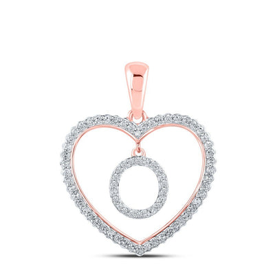 10k Rose Gold 1.91g 0.25CTW Natural Diamond Initial "O" Pendant Heart Charm - Elite Jewelers - Charms & Pendants
