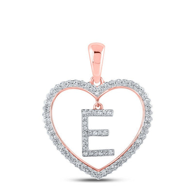 10k Rose Gold 1.91g 0.27CTW Natural Diamond Initial "E" Pendant Heart Charm - Elite Jewelers - Charms & Pendants