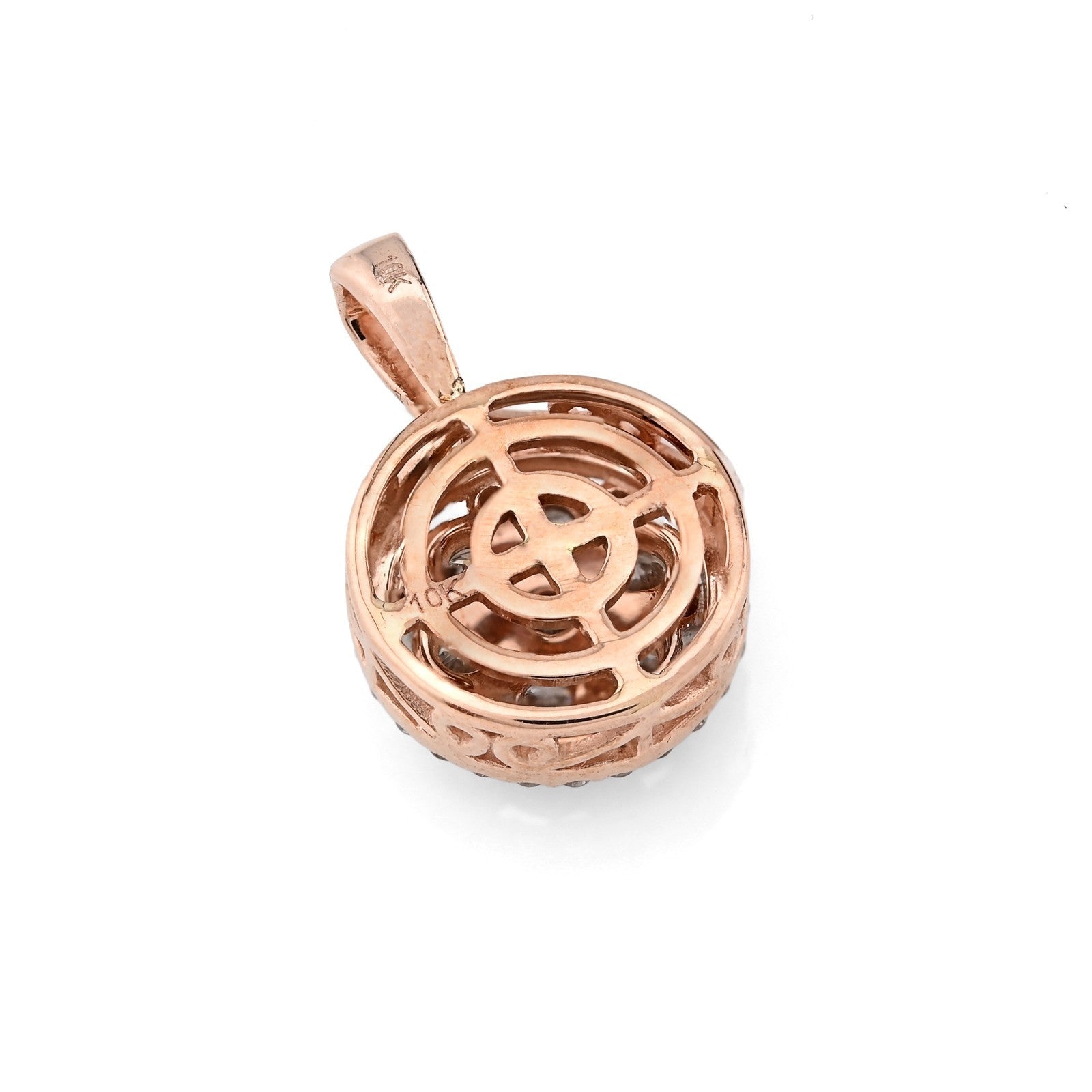 10k Rose Gold 1CTW Natural Diamond Flower Cluster Round Pendant 1.6g Women Charm - Elite Jewelers - Charms & Pendants