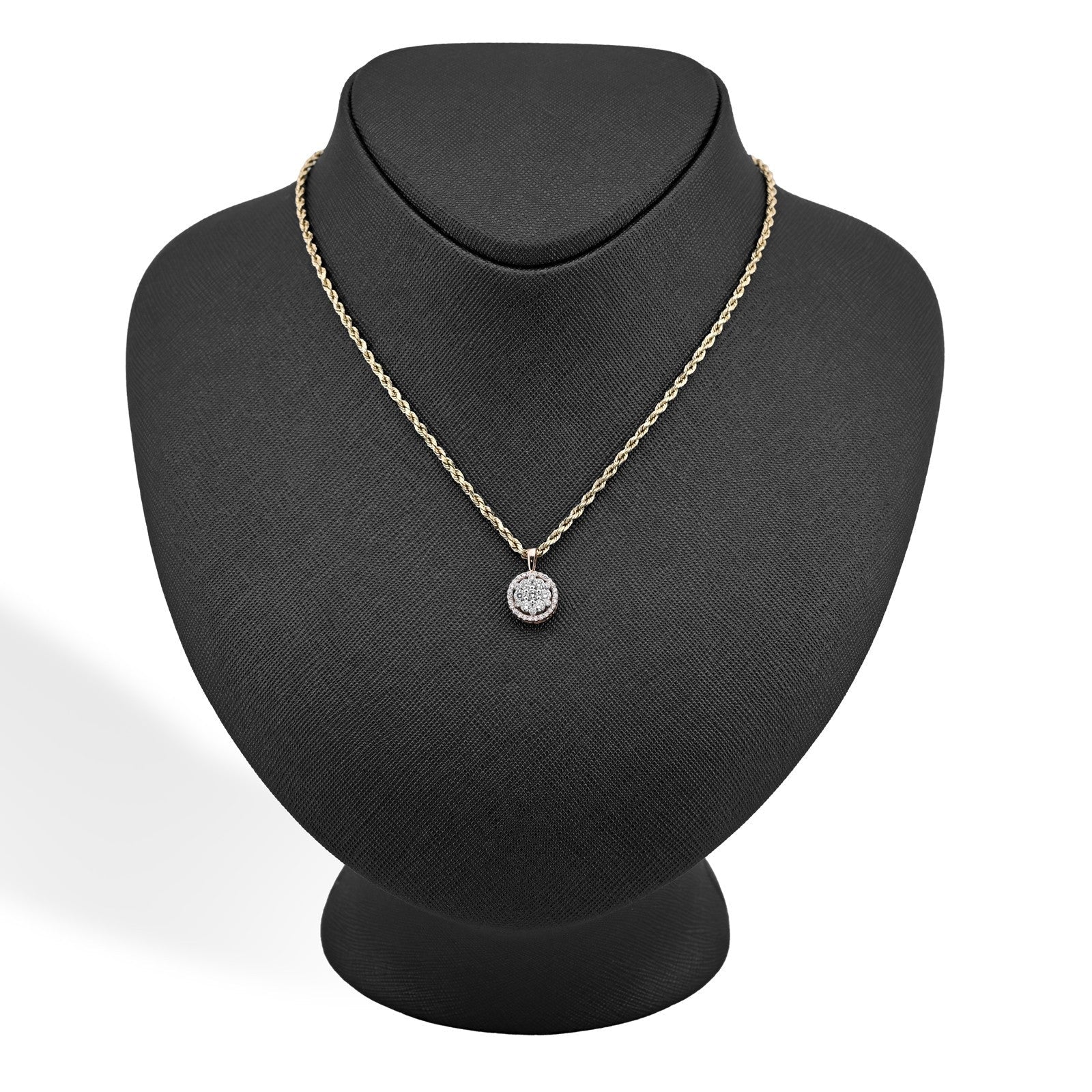 10k Rose Gold 1CTW Natural Diamond Flower Cluster Round Pendant 1.6g Women Charm - Elite Jewelers - Charms & Pendants