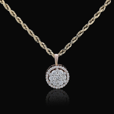 10k Rose Gold 1CTW Natural Diamond Flower Cluster Round Pendant 1.6g Women Charm - Elite Jewelers - Charms & Pendants