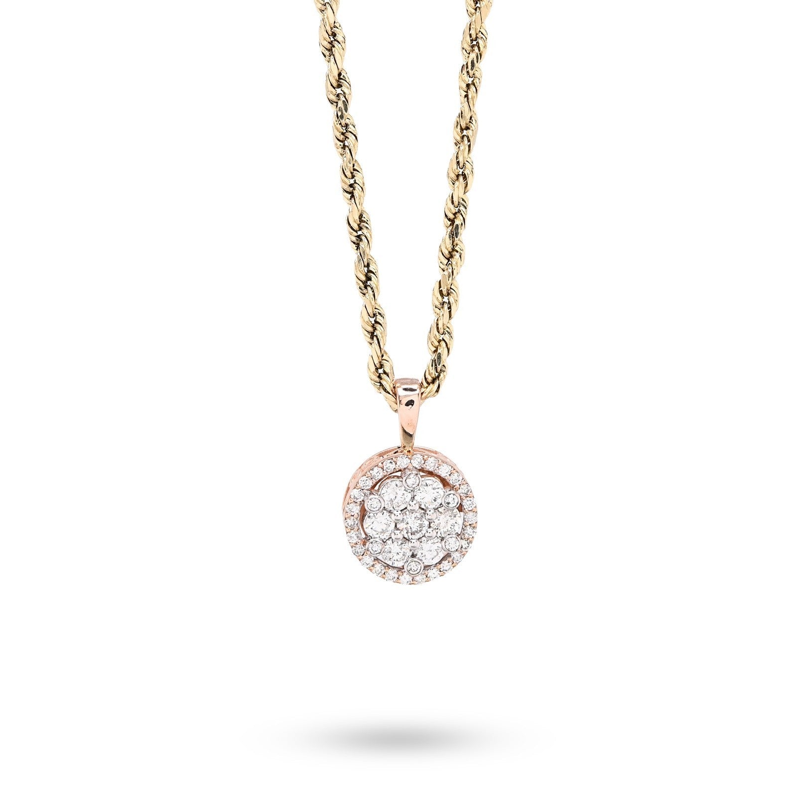 10k Rose Gold 1CTW Natural Diamond Flower Cluster Round Pendant 1.6g Women Charm - Elite Jewelers - Charms & Pendants
