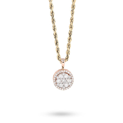 10k Rose Gold 1CTW Natural Diamond Flower Cluster Round Pendant 1.6g Women Charm - Elite Jewelers - Charms & Pendants