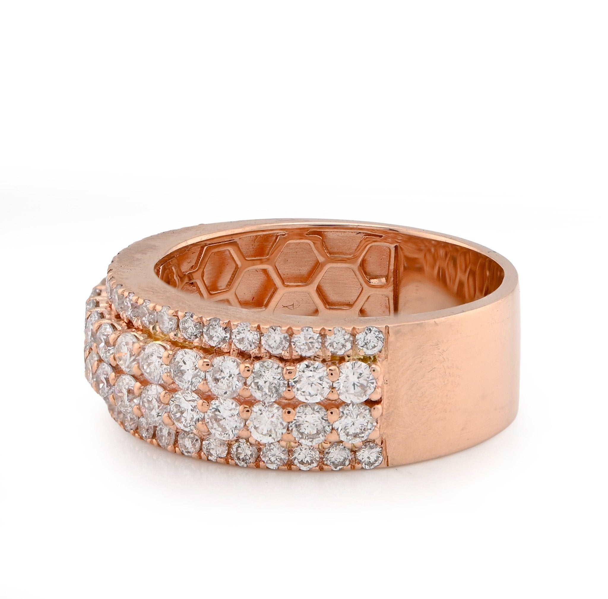10K Rose Gold 2.05CT 4 Row Natural Diamond Men Band Ring - Elite Jewelers - Rings