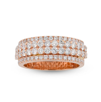 10K Rose Gold 2.05CT 4 Row Natural Diamond Men Band Ring - Elite Jewelers - Rings