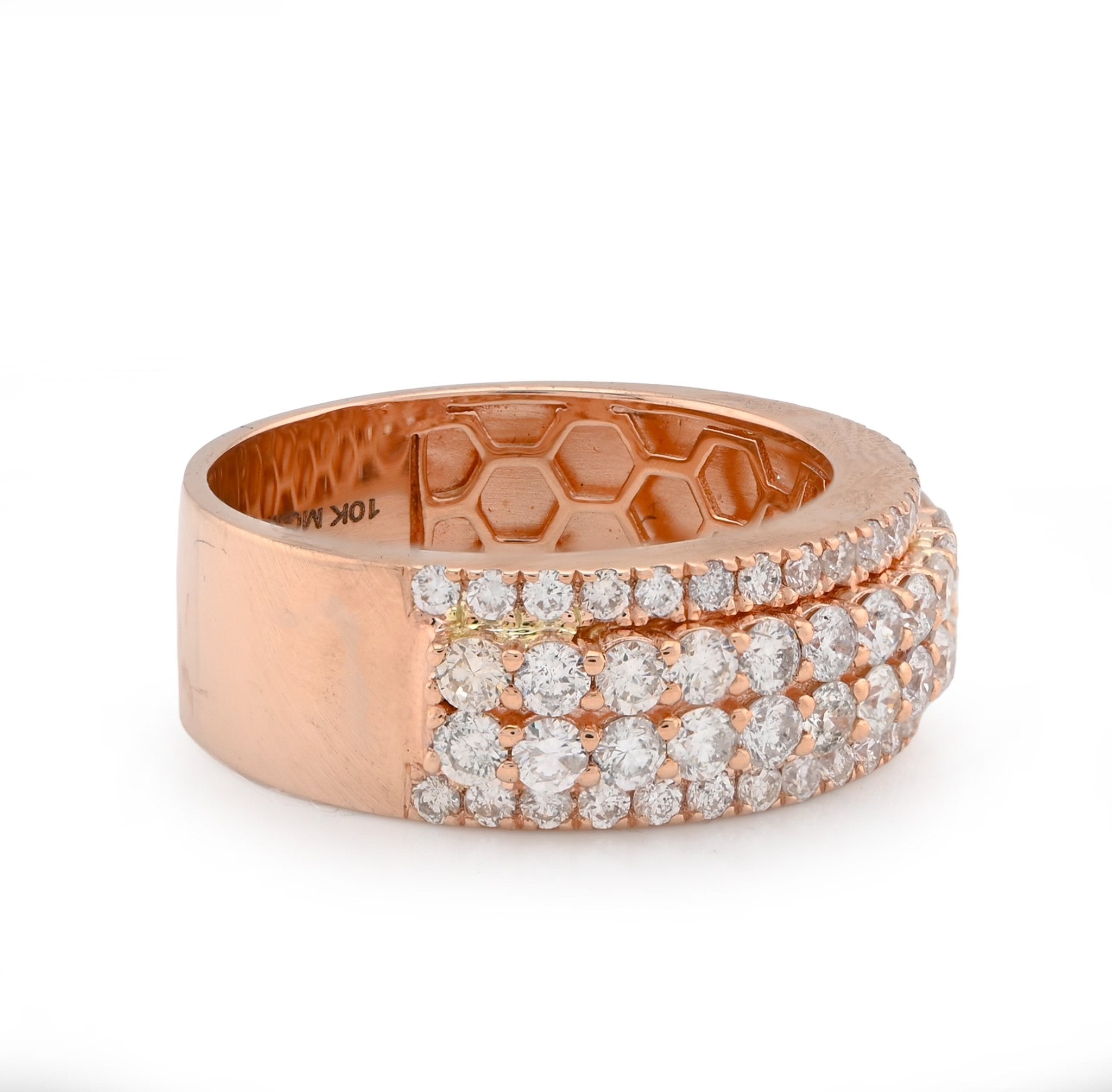 10K Rose Gold 2.05CT 4 Row Natural Diamond Men Band Ring - Elite Jewelers - Rings