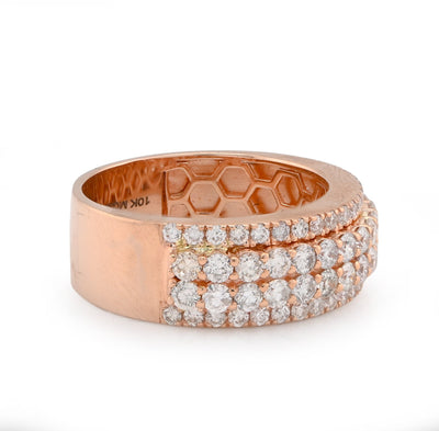 10K Rose Gold 2.05CT 4 Row Natural Diamond Men Band Ring - Elite Jewelers - Rings