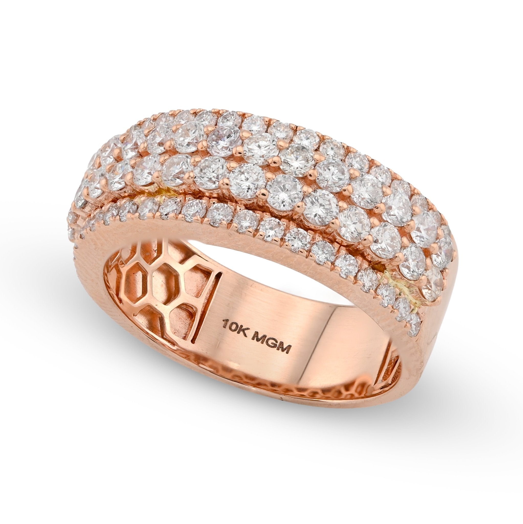 10K Rose Gold 2.05CT 4 Row Natural Diamond Men Band Ring - Elite Jewelers - Rings