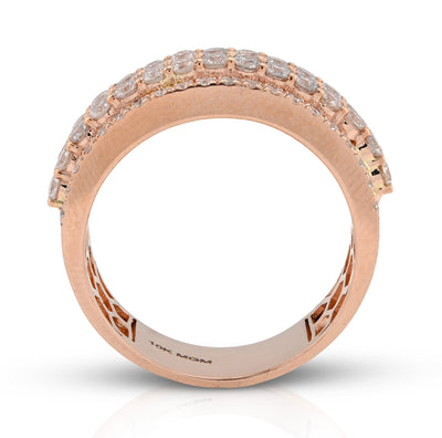 10K Rose Gold 2.05CT 4 Row Natural Diamond Men Band Ring - Elite Jewelers - Rings