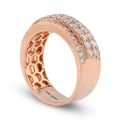 10K Rose Gold 2.05CT 4 Row Natural Diamond Men Band Ring - Elite Jewelers - Rings