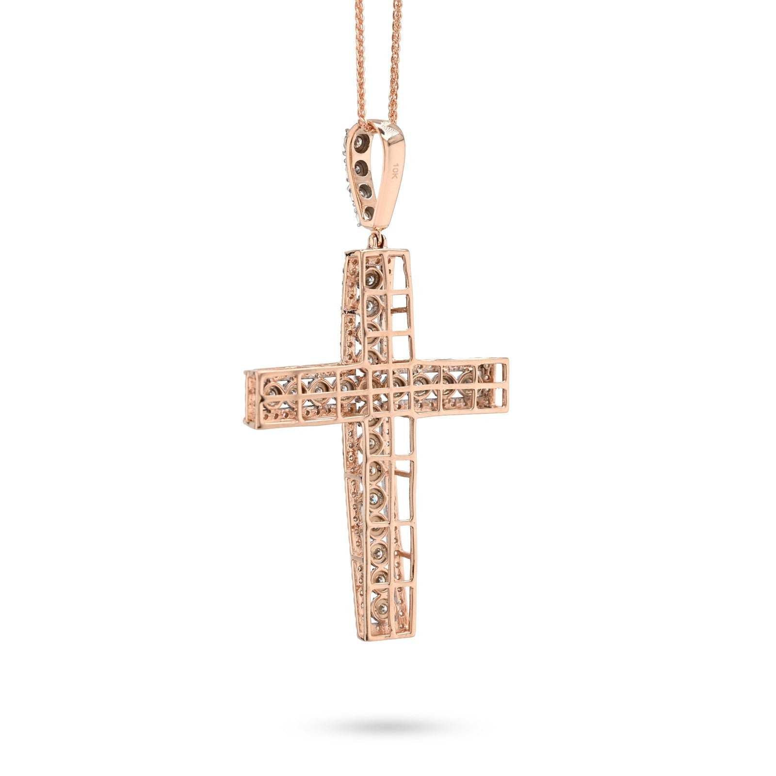 10k Rose Gold 2.05CTW Natural Diamond Cross Pendant 8.9g Unisex Charm - Elite Jewelers - Charms & Pendants
