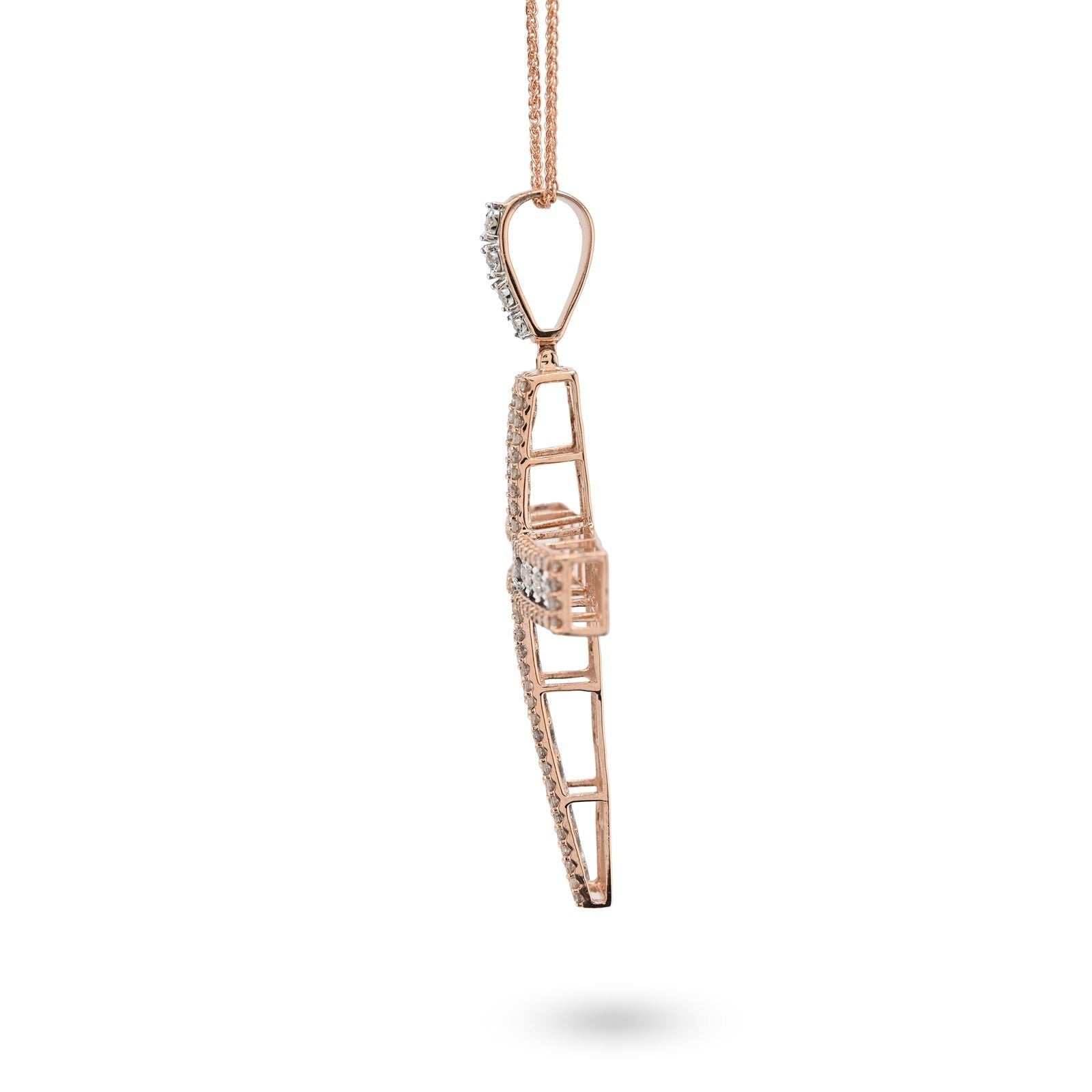 10k Rose Gold 2.05CTW Natural Diamond Cross Pendant 8.9g Unisex Charm - Elite Jewelers - Charms & Pendants
