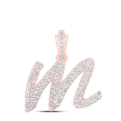 10k Rose Gold 2.09g 0.51CTW Natural Diamond Initial "M" Pendant Alphabet Charm - Elite Jewelers - Charms & Pendants