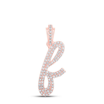 10k Rose Gold 2.2g 0.4CTW Natural Diamond Initial "F" Pendant Alphabet Charm - Elite Jewelers - Charms & Pendants