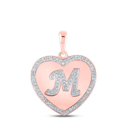 10k Rose Gold 2.54g 0.28CTW Natural Diamond Initial "M" Pendant Heart Charm - Elite Jewelers - Charms & Pendants