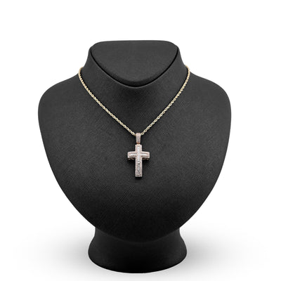 10k Rose Gold 2CTW Natural Round/Baguette Diamond ICED Cross Pendant 5.9g Charm - Elite Jewelers - Charms & Pendants