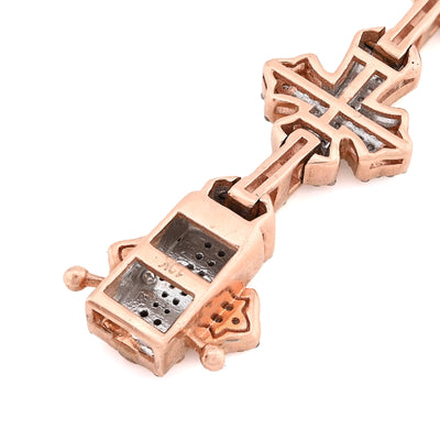 10K Rose Gold 3.30CT Natural Diamond 8" Cross Link 8" Braclet Men Women 23.3g - Elite Jewelers - Bracelets
