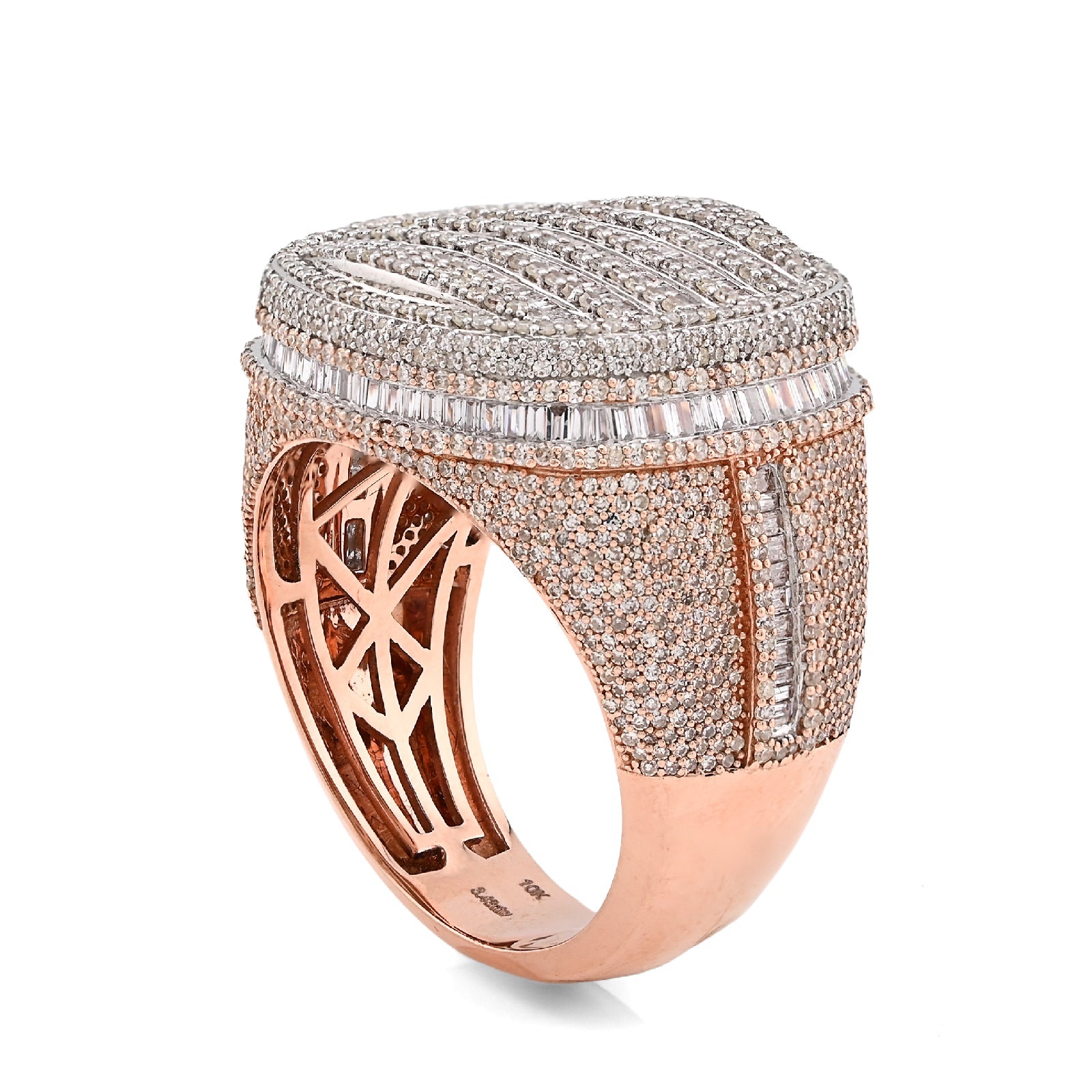 10K Rose Gold 3.43CT Natural Diamond Round Shape Men Pinky Ring 15.8g - Elite Jewelers - Rings