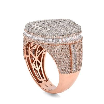 10K Rose Gold 3.43CT Natural Diamond Round Shape Men Pinky Ring 15.8g - Elite Jewelers - Rings