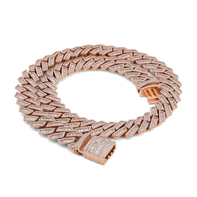 10K Rose Gold 34.92CT Natural Baguette/Round Diamond Cuban Link 18MM 306 Grams Chain Men 22" Neckalce - Elite Jewelers-Necklaces