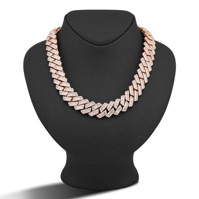 10K Rose Gold 34.92CT Natural Baguette/Round Diamond Cuban Link 18MM 306 Grams Chain Men 22" Neckalce - Elite Jewelers-Necklaces
