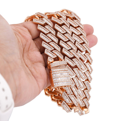 10K Rose Gold 34.92CT Natural Baguette/Round Diamond Cuban Link 18MM 306 Grams Chain Men 22" Neckalce - Elite Jewelers-Necklaces